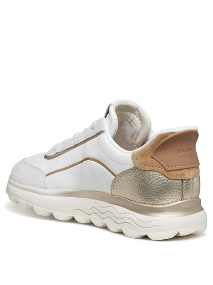 Geox Spherica Plus, sneakers donna bianche casual con chiusura slip-on