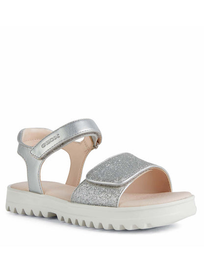 Sandalo Coralie Geox da bambina in argento glitterato