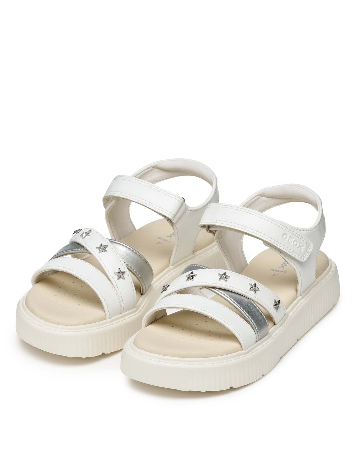 SANDALO KODETTE GEOX BAMBINA BIANCO ARGENTO