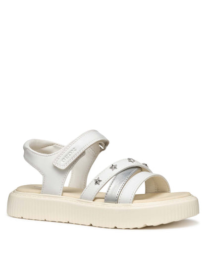SANDALO KODETTE GEOX BAMBINA BIANCO ARGENTO