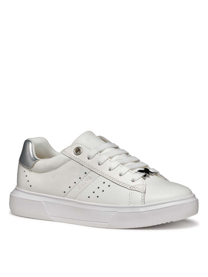 SNEAKERS NETTUNO CON ZIP GEOX BAMBINA BIANCO ARGENTO