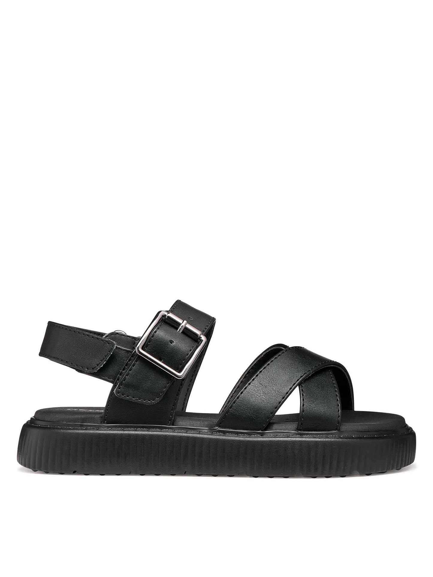 Sandalo nero Geox Kodette con fibbia da bambina