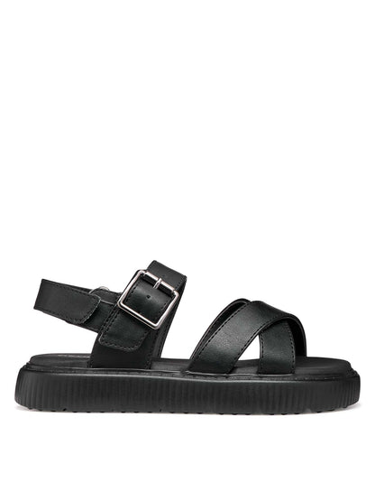 Sandalo nero Geox Kodette con fibbia da bambina
