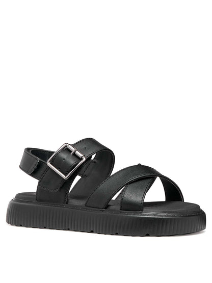 Sandalo nero Geox Kodette con fibbia da bambina