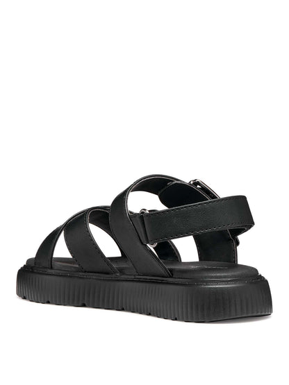 Sandalo nero Geox Kodette con fibbia da bambina