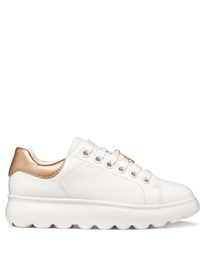 Sneakers Geox PuffyPop bianche con zip e stringhe per bambina