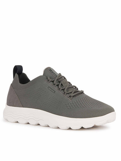 Geox Spherica, sneakers casual verde scuro da uomo con soletta estraibile