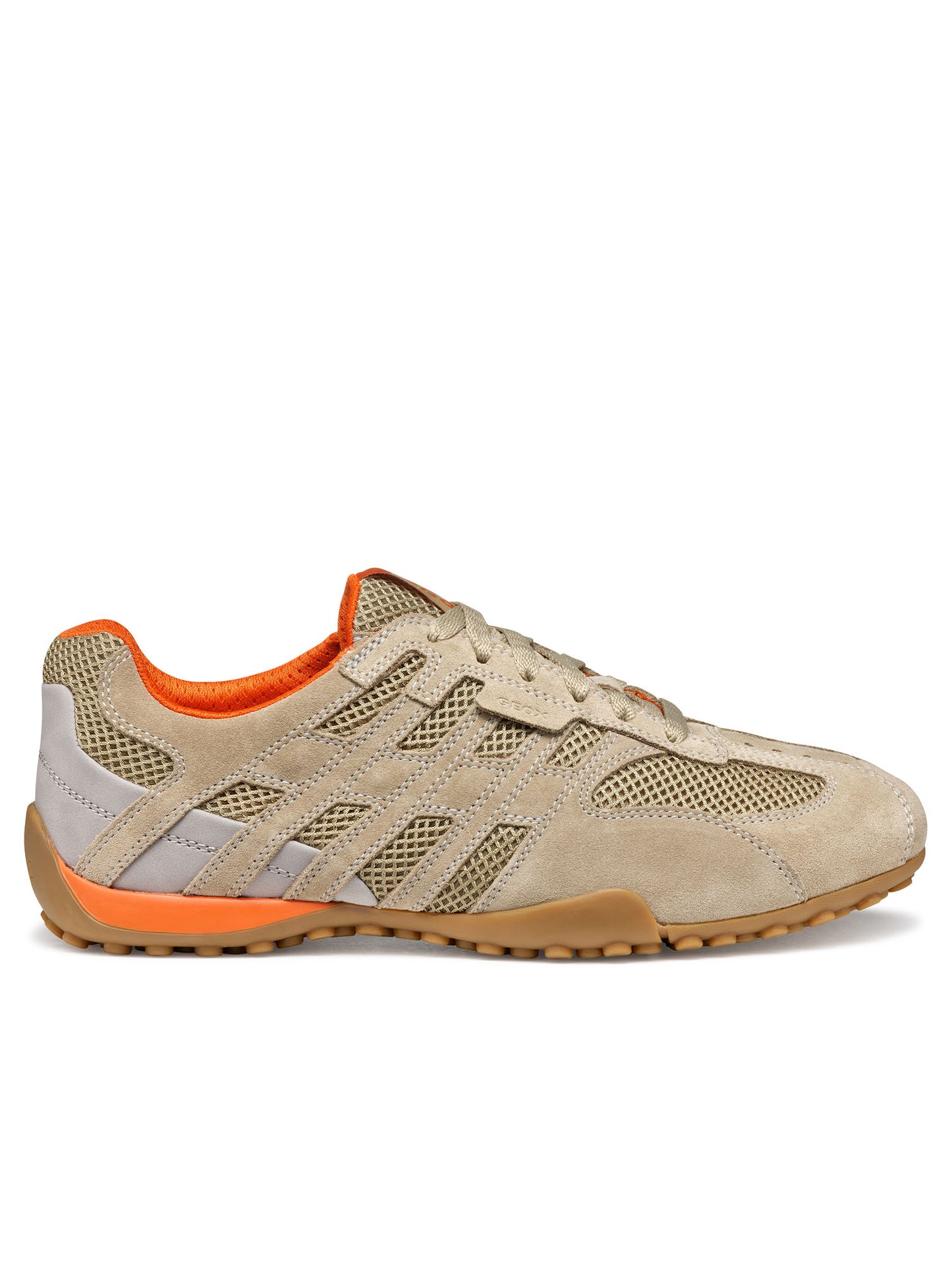 Sneakers beige Geox Snake da uomo con tomaia in pelle e tessuto