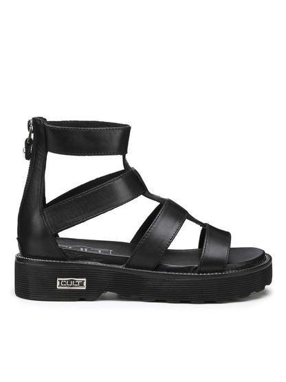 Sandalo Ziggy di Cult in pelle nero con platform da donna