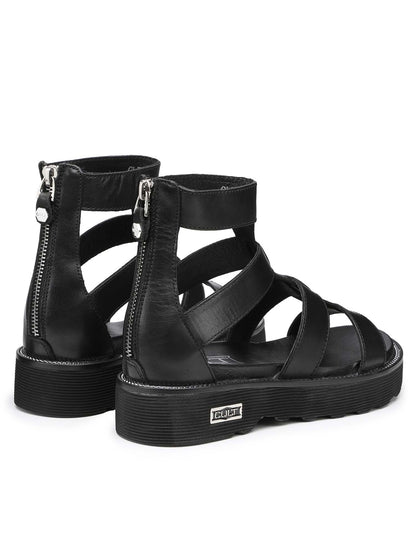 Sandalo Ziggy di Cult in pelle nero con platform da donna