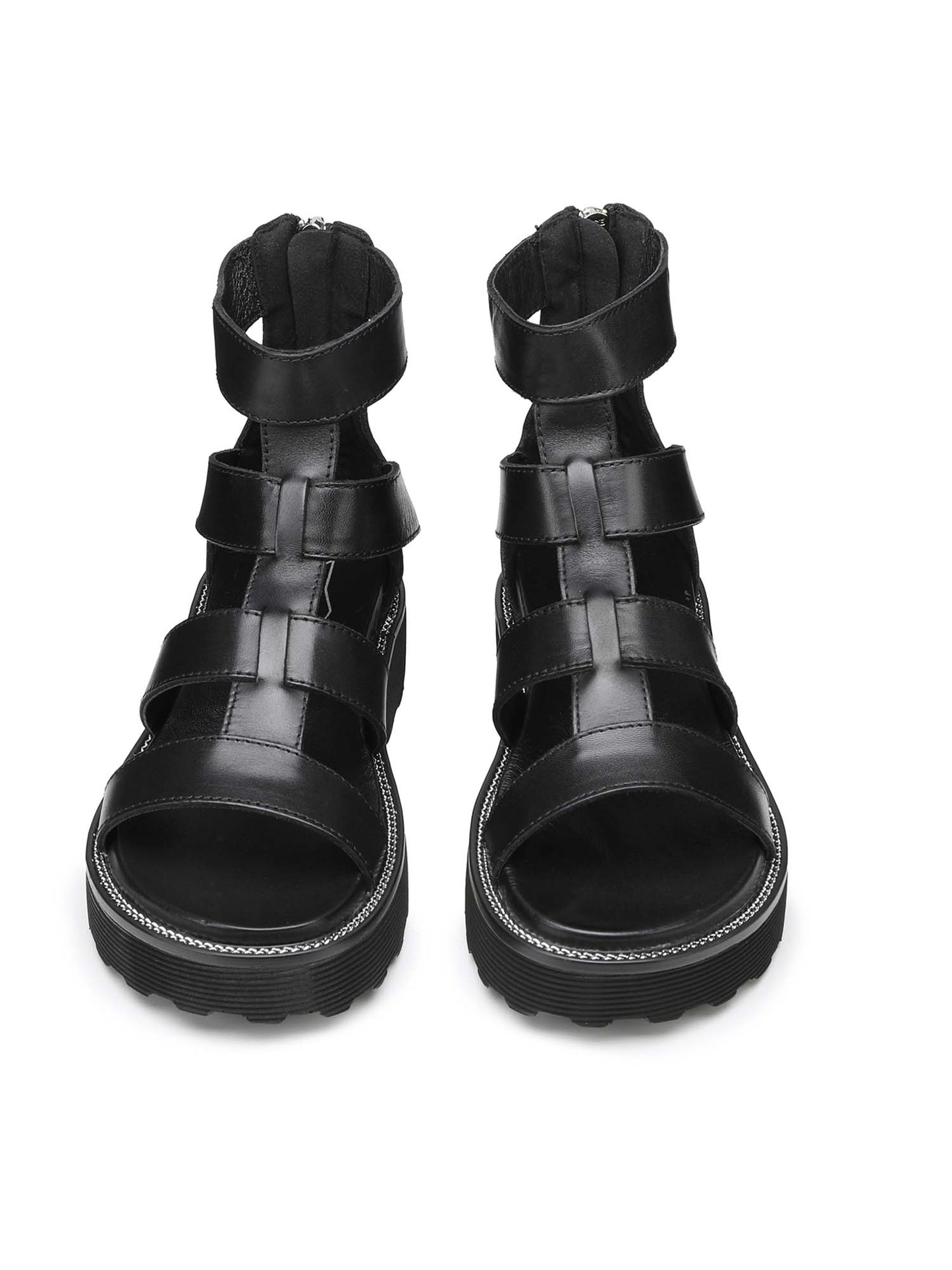 Sandalo Ziggy di Cult in pelle nero con platform da donna