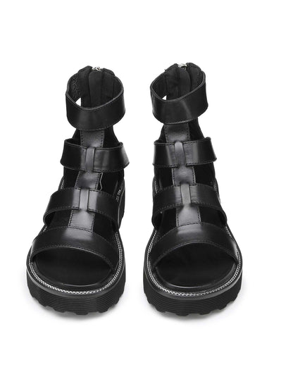 Sandalo Ziggy di Cult in pelle nero con platform da donna