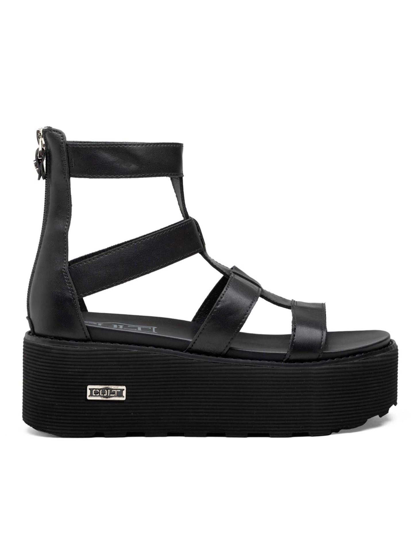 Sandali Nancy di Cult da donna in pelle nera con platform