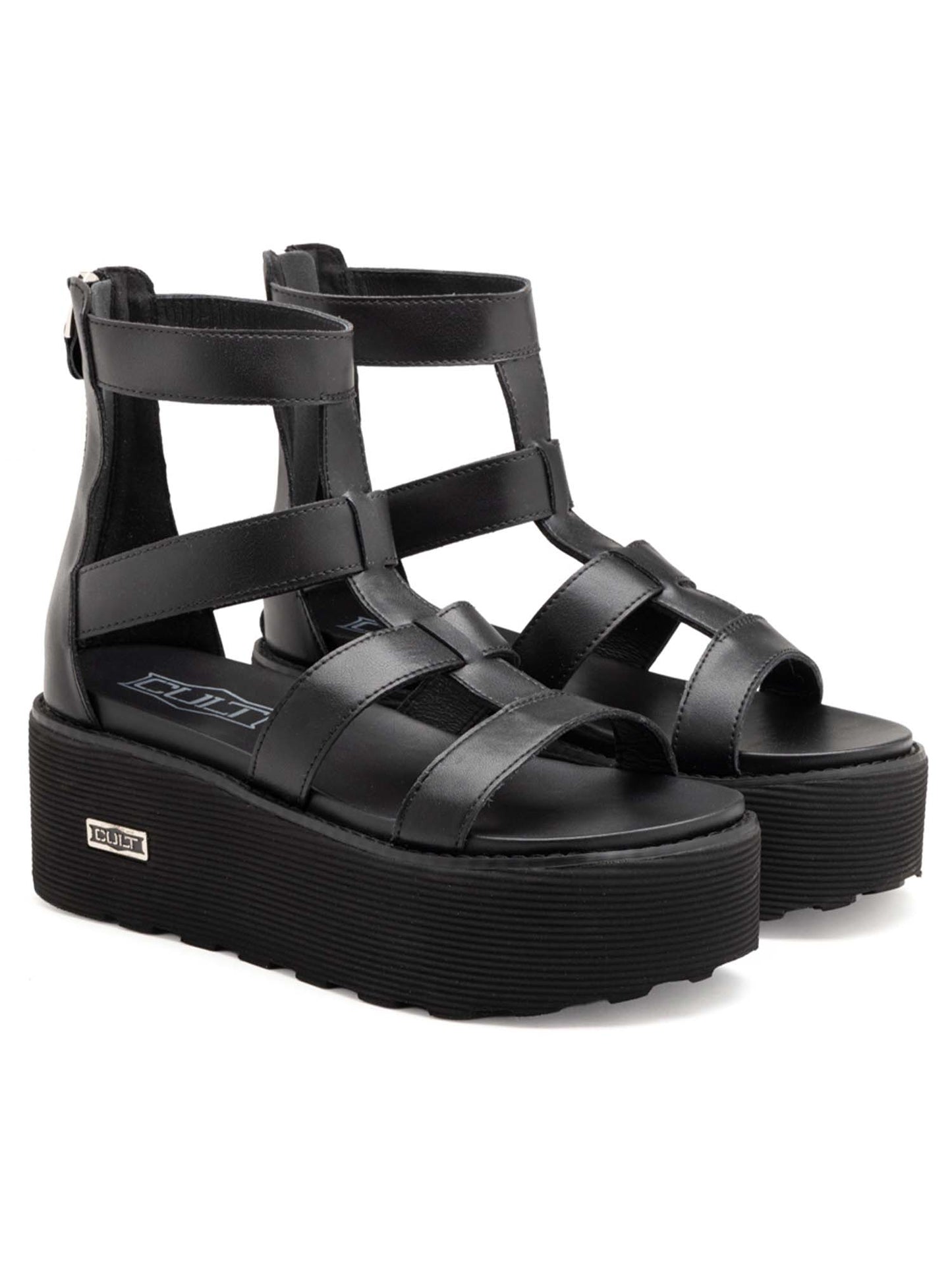 Sandali Nancy di Cult da donna in pelle nera con platform