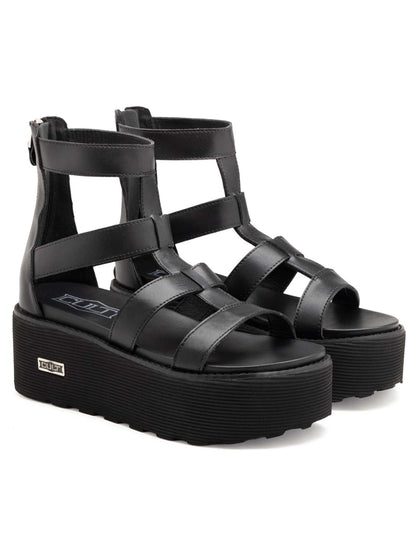 Sandali Nancy di Cult da donna in pelle nera con platform