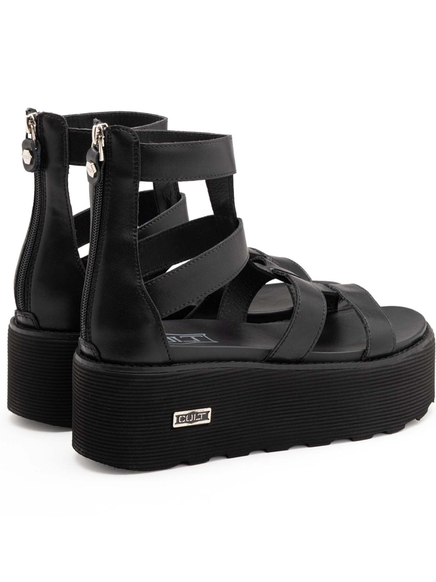 Sandali Nancy di Cult da donna in pelle nera con platform