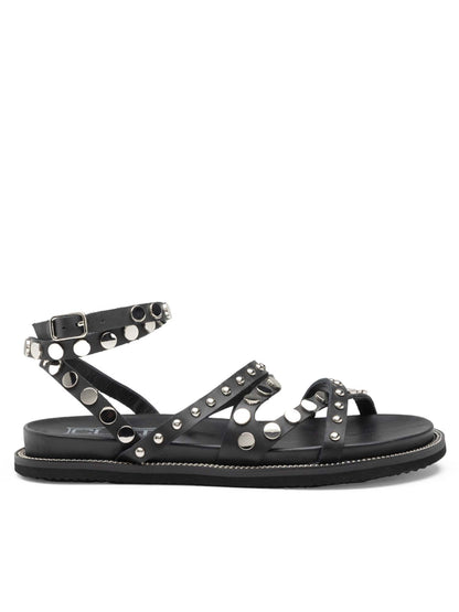 Sandalo flat Roshelle di Cult in pelle nera con borchie da donna