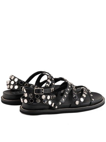 Sandalo flat Roshelle di Cult in pelle nera con borchie da donna