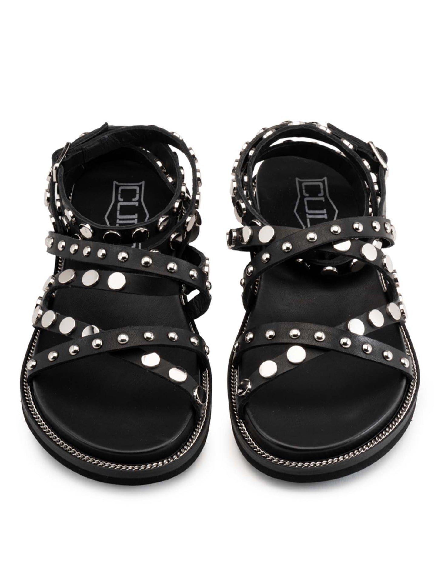 Sandalo flat Roshelle di Cult in pelle nera con borchie da donna