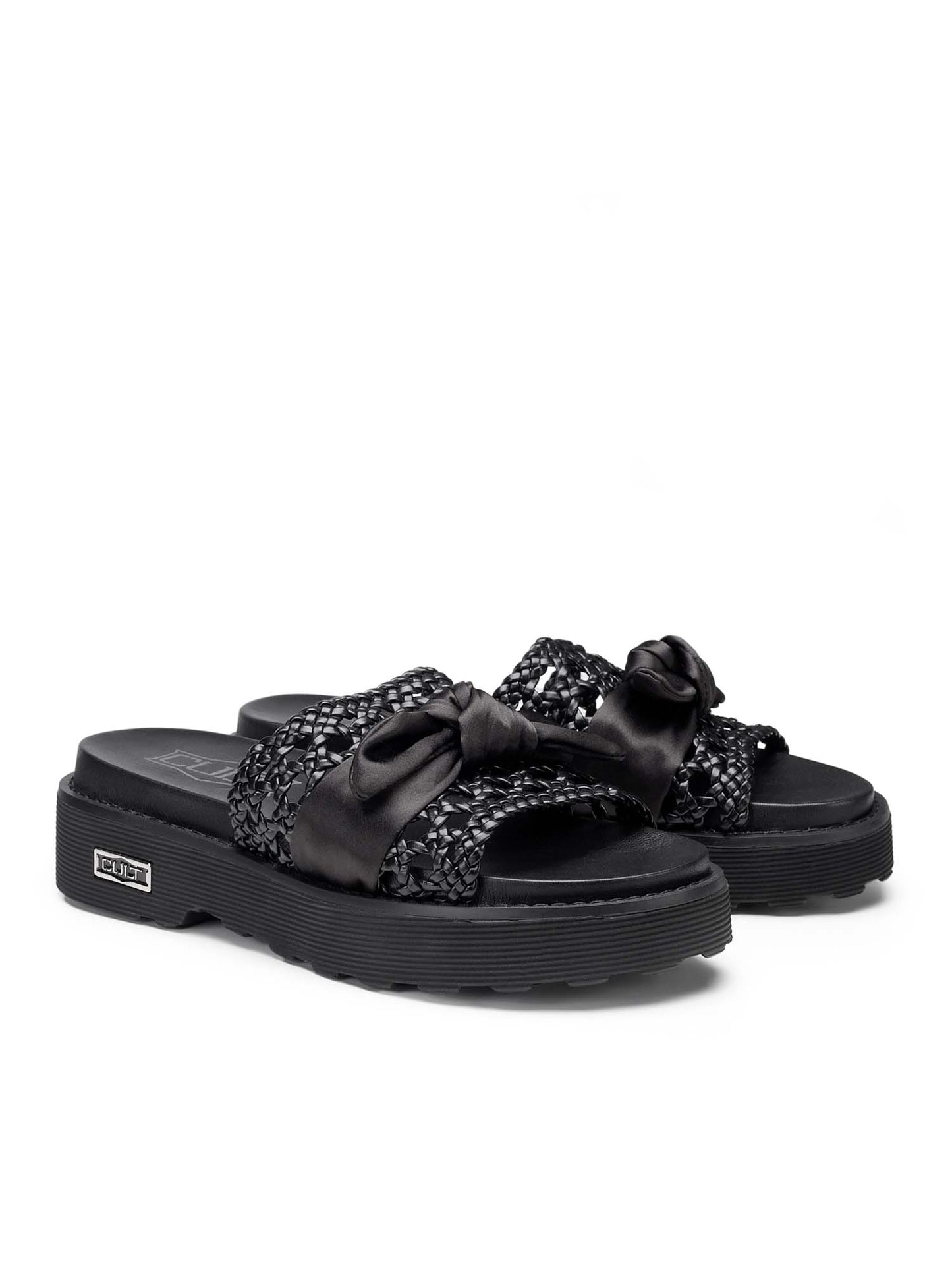Sandali donna Cult Ziggy in cuoio nero con design intrecciato