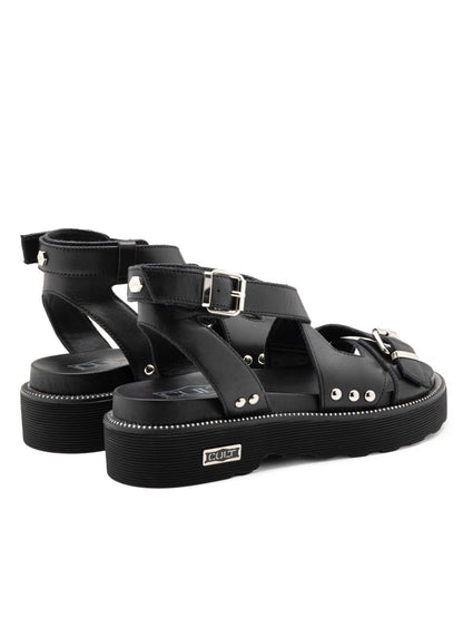 Sandali donna Cult Ziggy in pelle nera con fibbia regolabile
