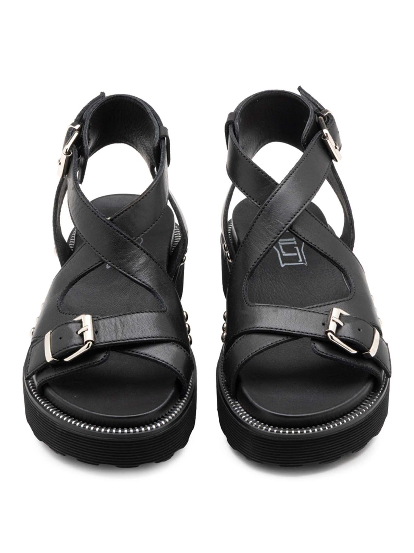 Sandali donna Cult Ziggy in pelle nera con fibbia regolabile