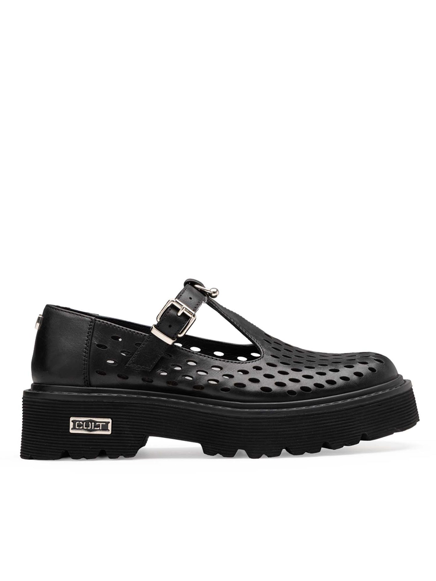 Cult Slash, mocassini donna neri con maxi suola platform
