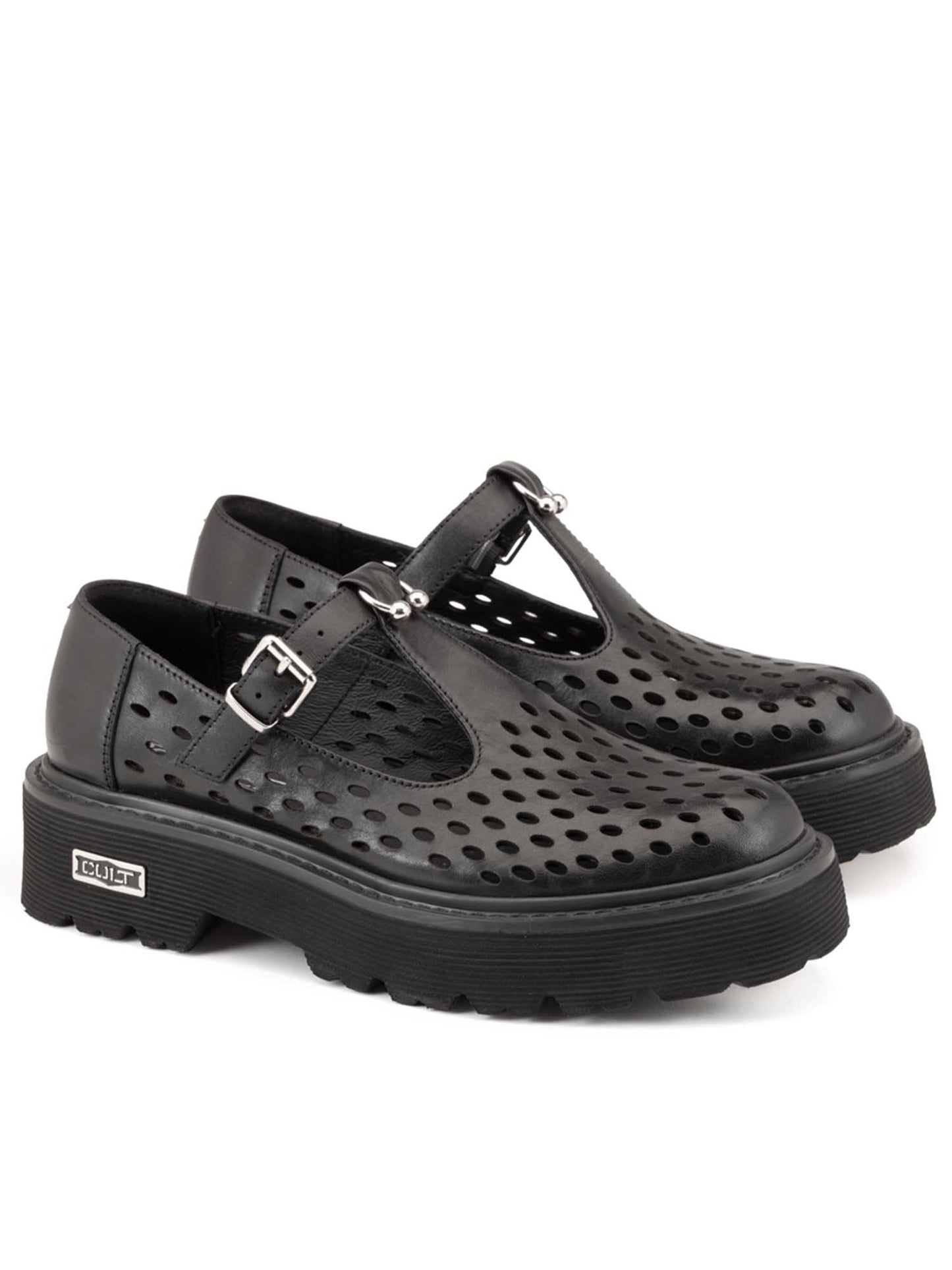 Cult Slash, mocassini donna neri con maxi suola platform