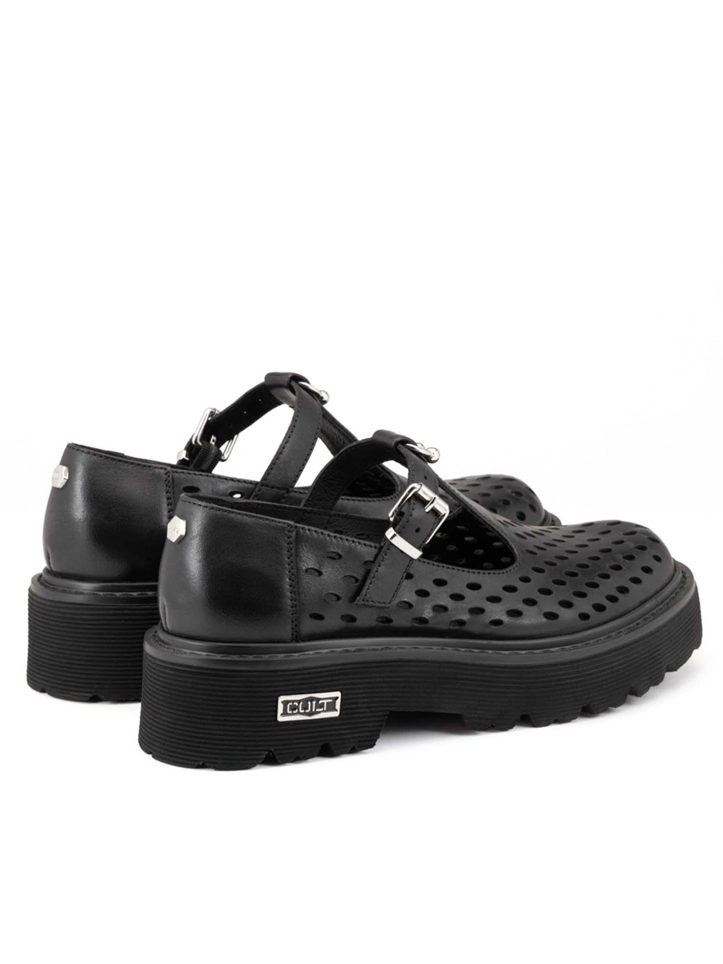 Cult Slash, mocassini donna neri con maxi suola platform
