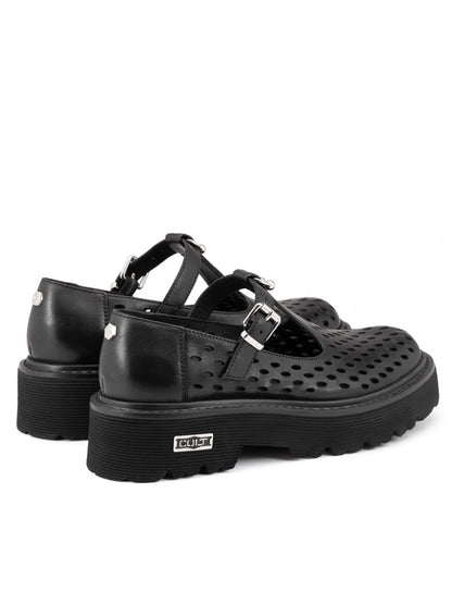 Cult Slash, mocassini donna neri con maxi suola platform