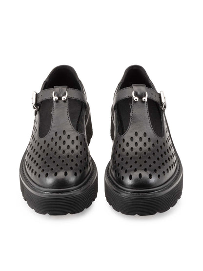 Cult Slash, mocassini donna neri con maxi suola platform