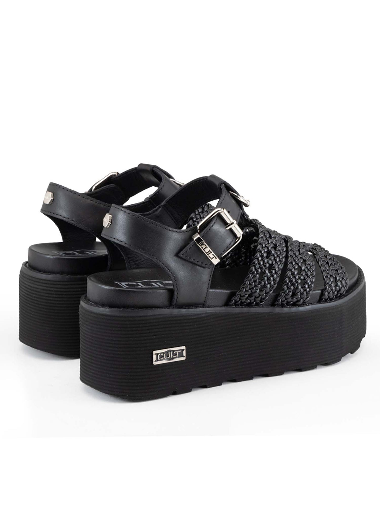Cult Nancy, sandalo flatform donna nero dallo stile glam-rock