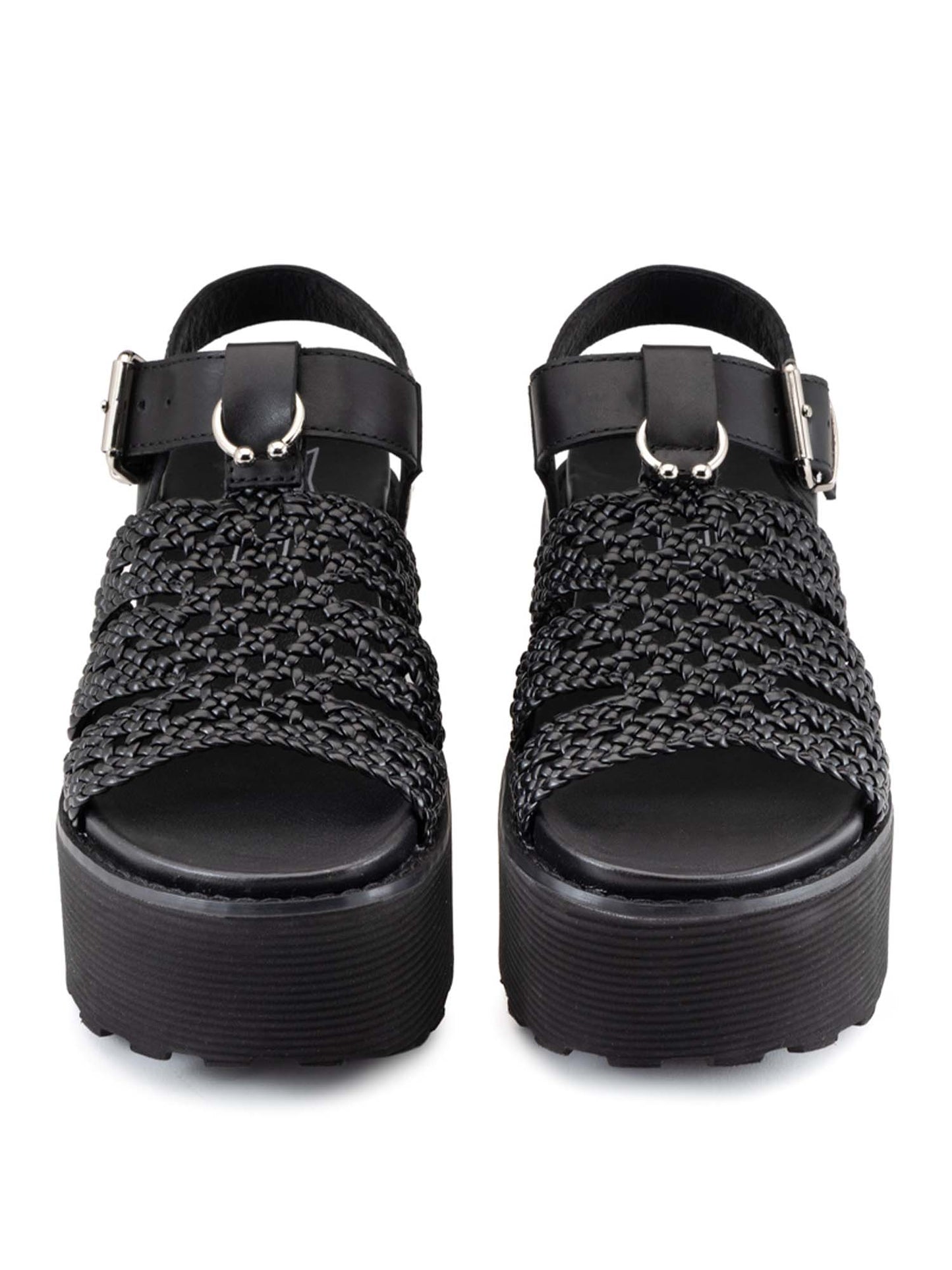 Cult Nancy, sandalo flatform donna nero dallo stile glam-rock