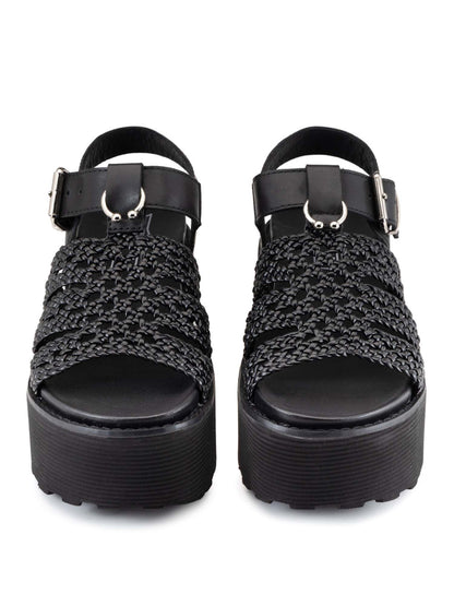 Cult Nancy, sandalo flatform donna nero dallo stile glam-rock