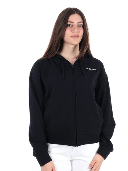 KAPPA FELPA ZIP+CAPP - NERO