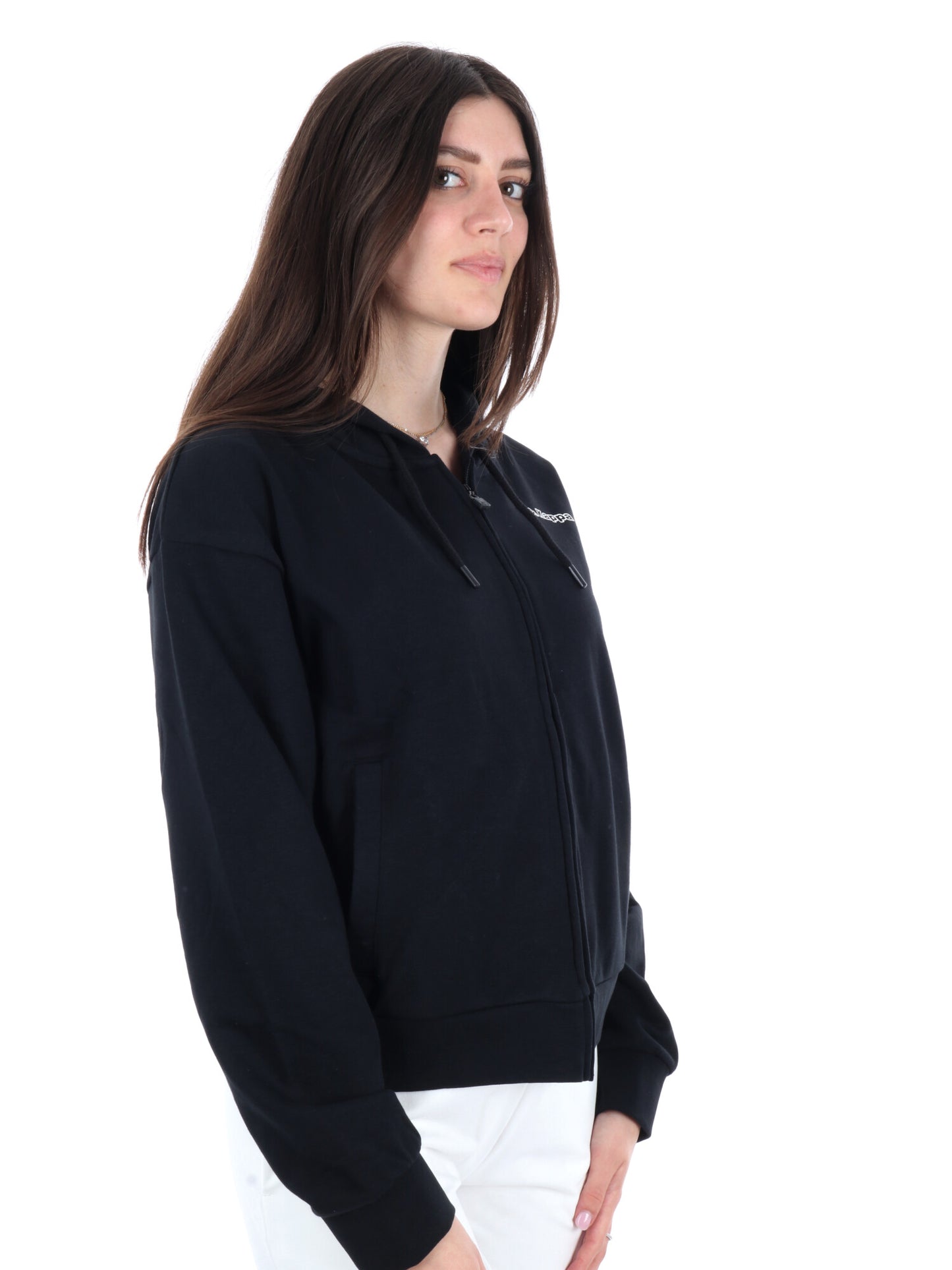 KAPPA FELPA ZIP+CAPP - NERO