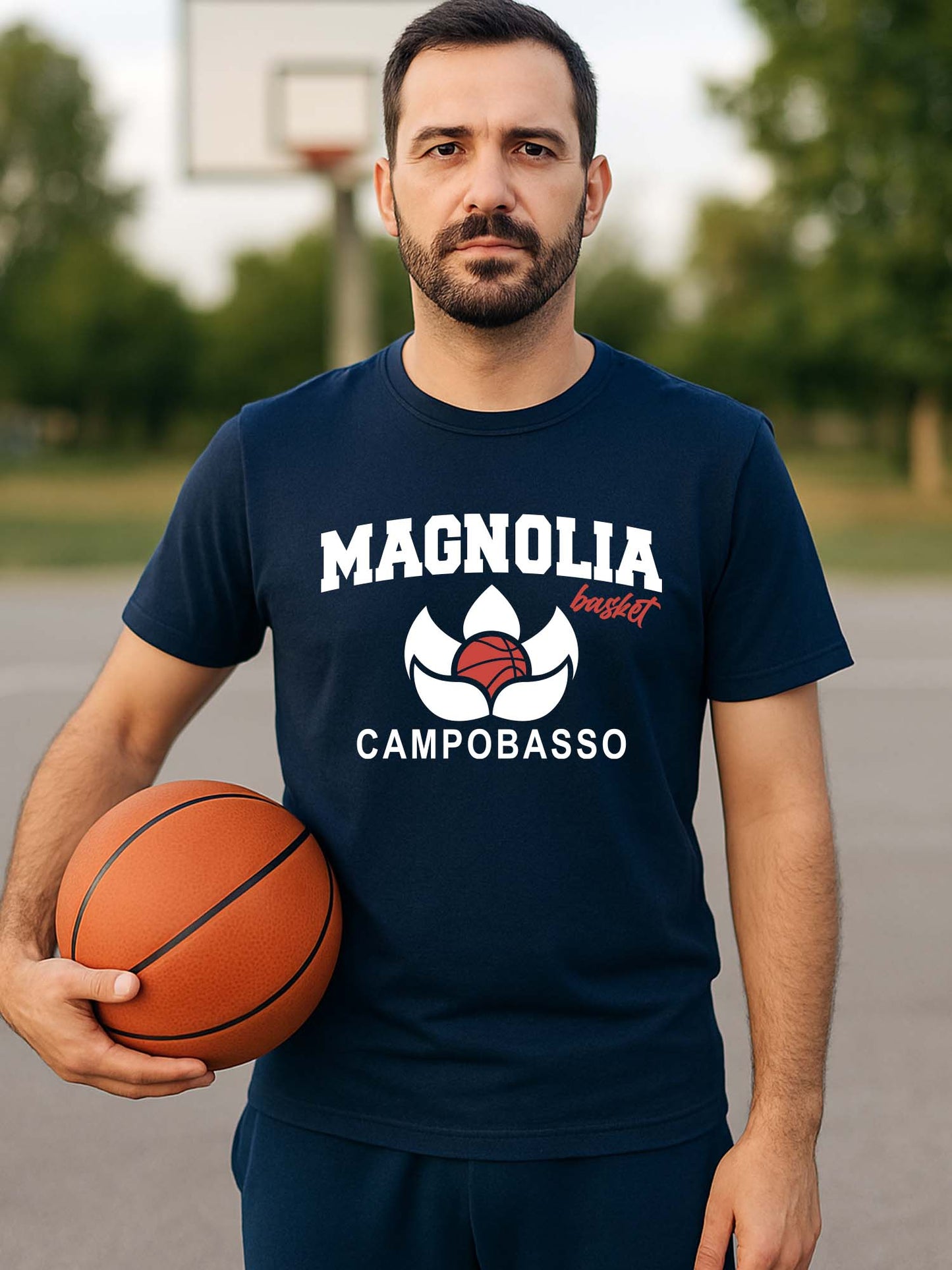 T-SHIRT MAGNOLIA BASKET ADULTO BLU