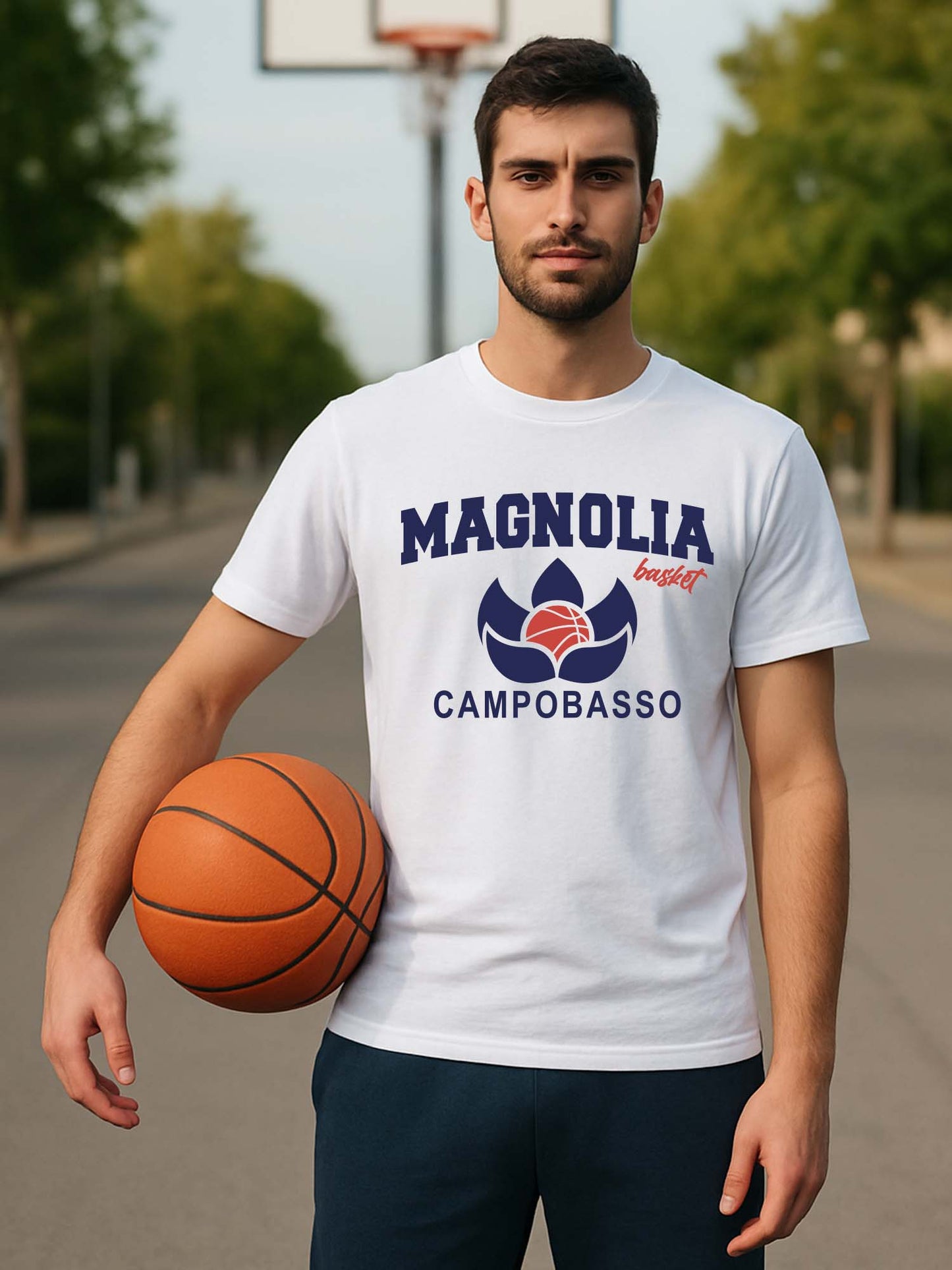 T-SHIRT MAGNOLIA BASKET UOMO BIANCO