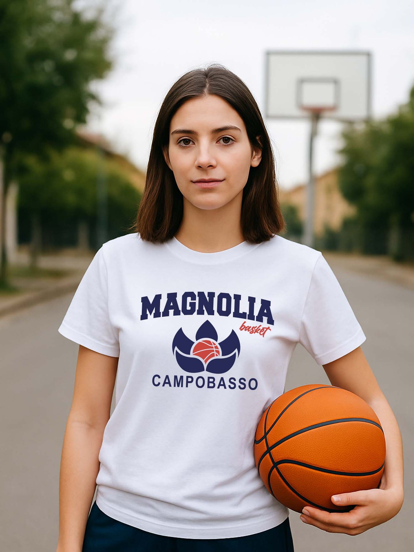 T-SHIRT MAGNOLIA BASKET DONNA BIANCO