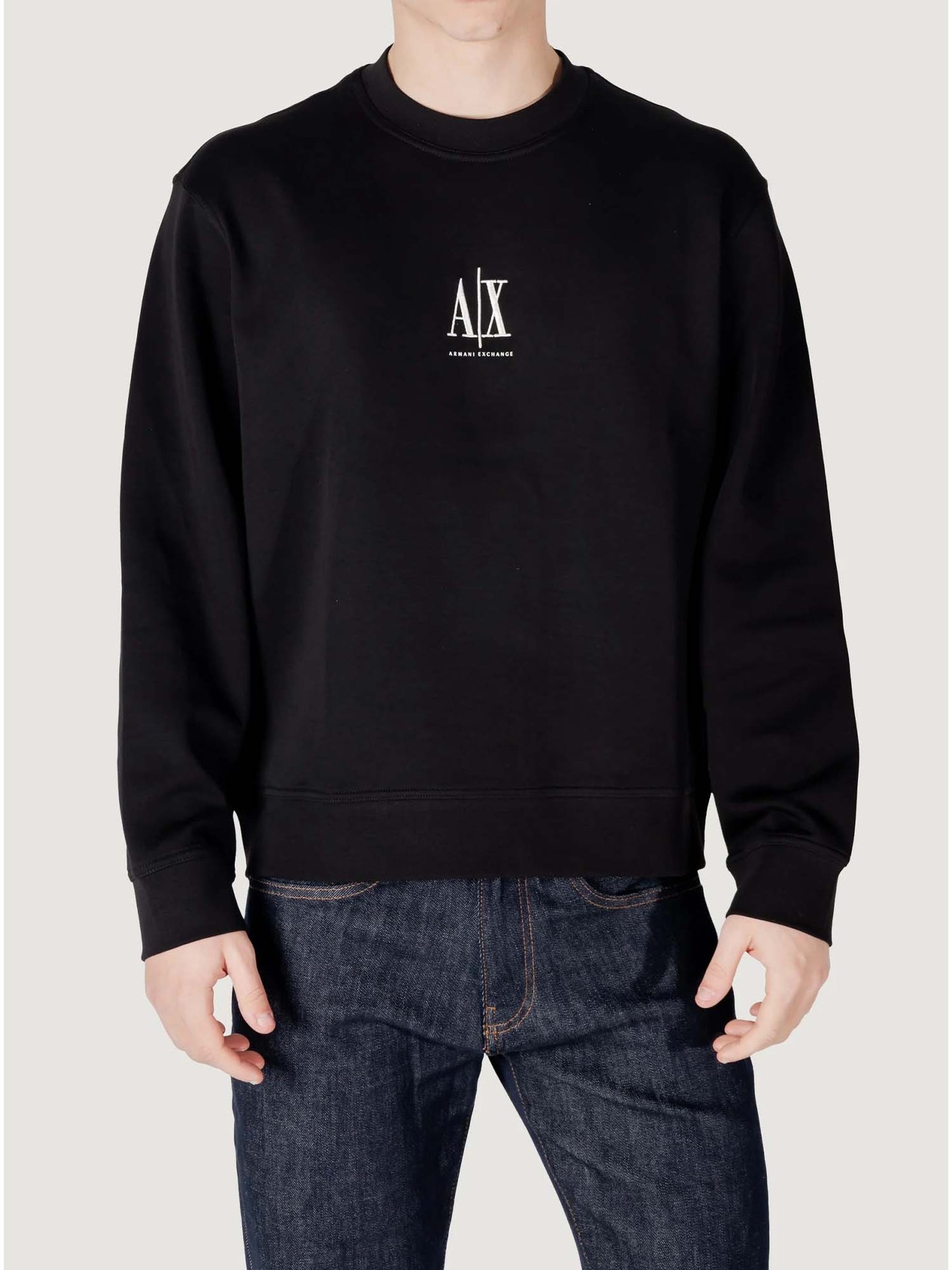 Armani Exchange Crewneck Sweatshirt, felpa da uomo nera