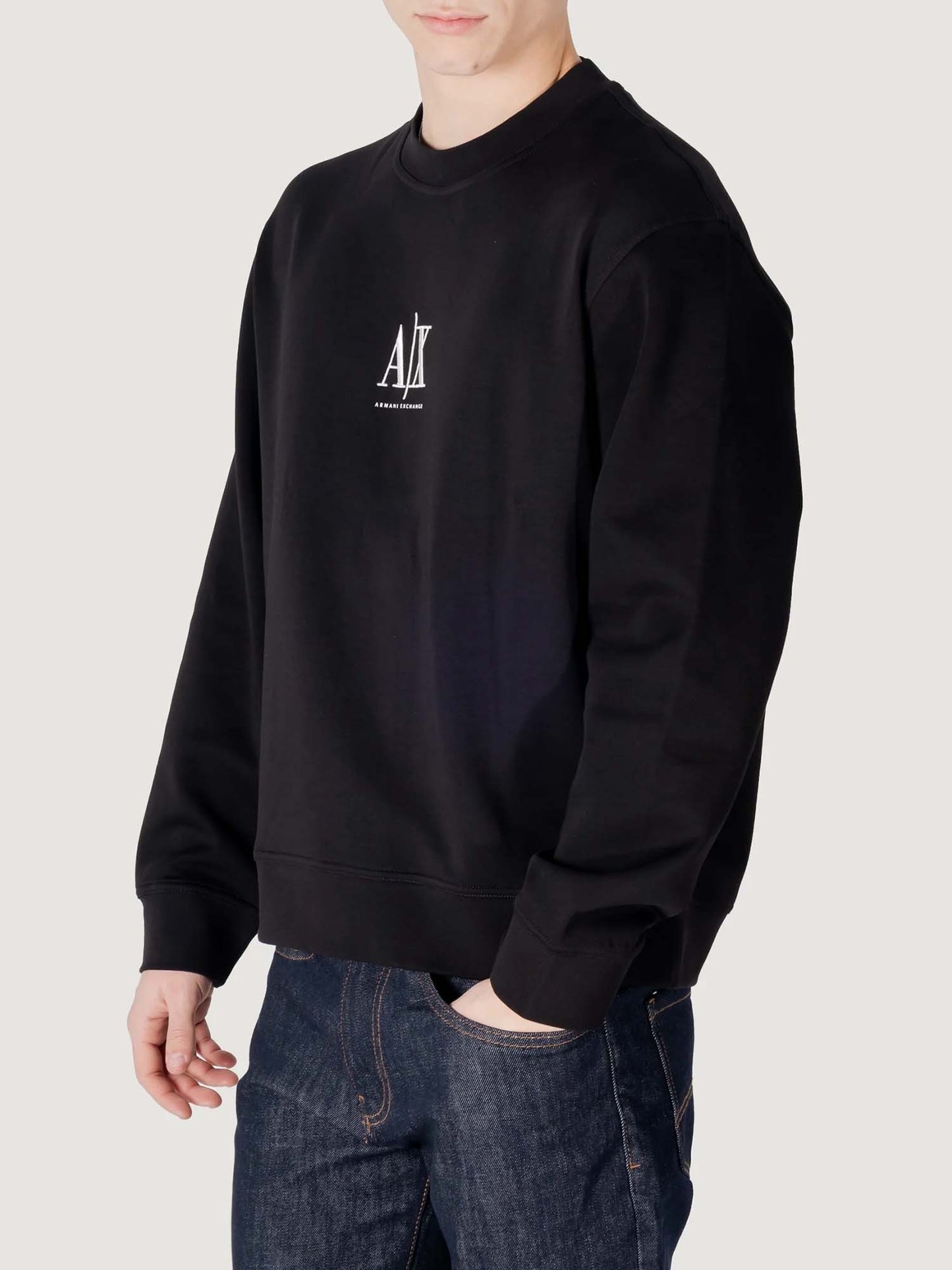 Armani Exchange Crewneck Sweatshirt, felpa da uomo nera