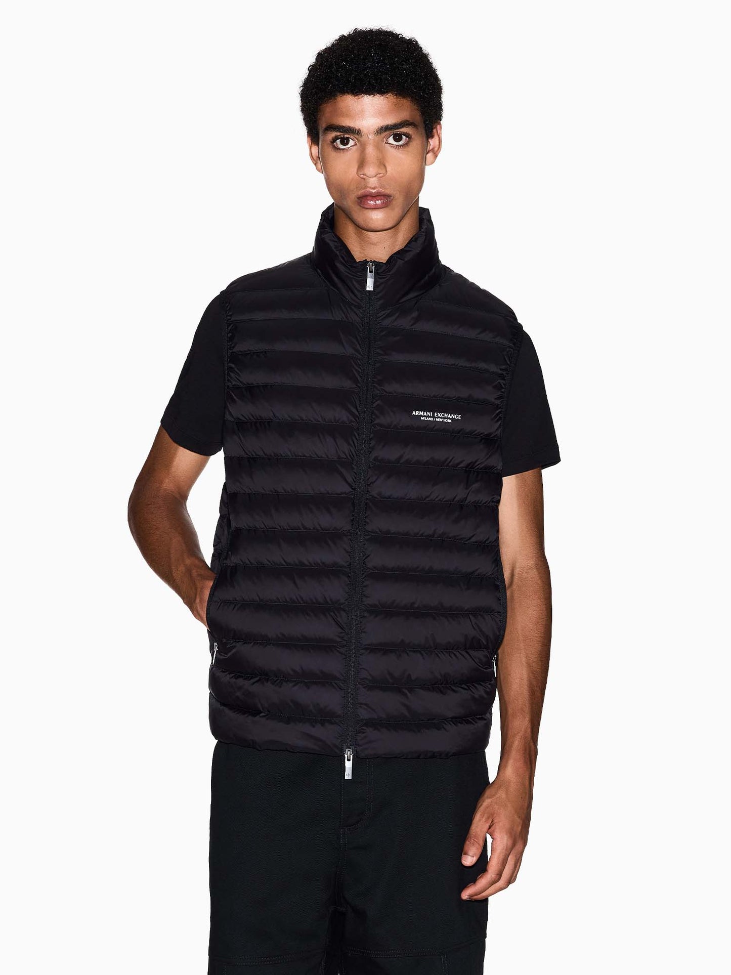Armani Exchange Quilted Down Filled, gilet da uomo nero