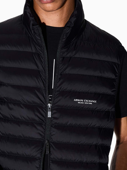 Armani Exchange Quilted Down Filled, gilet da uomo nero