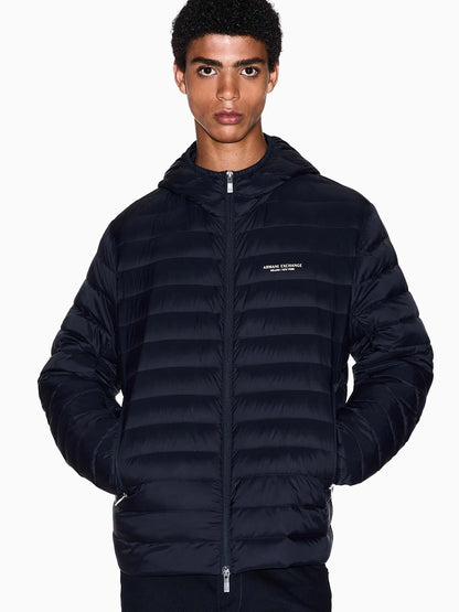 Armani Exchange Ultralight Hooded Down Jacket, giubbotto da uomo blu