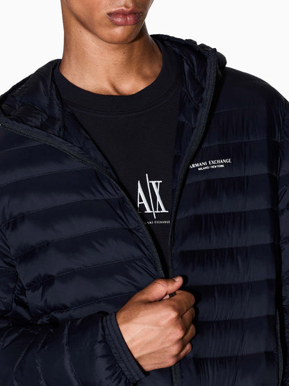 Armani Exchange Ultralight Hooded Down Jacket, giubbotto da uomo blu