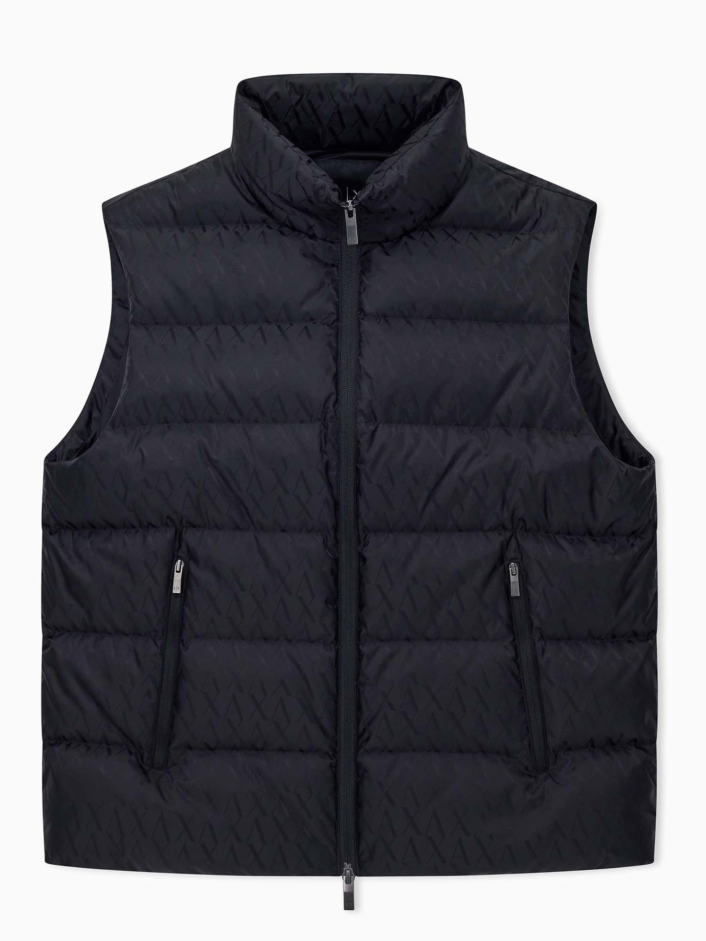 Armani Exchange Padded Jacquard Logo Sleeveless Shirt, gilet da uomo nero