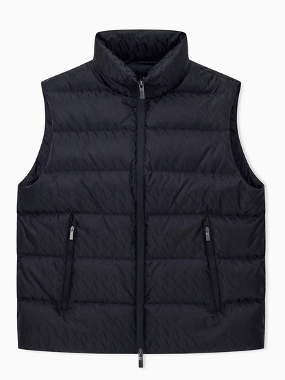 Armani Exchange Padded Jacquard Logo Sleeveless Shirt, gilet da uomo nero