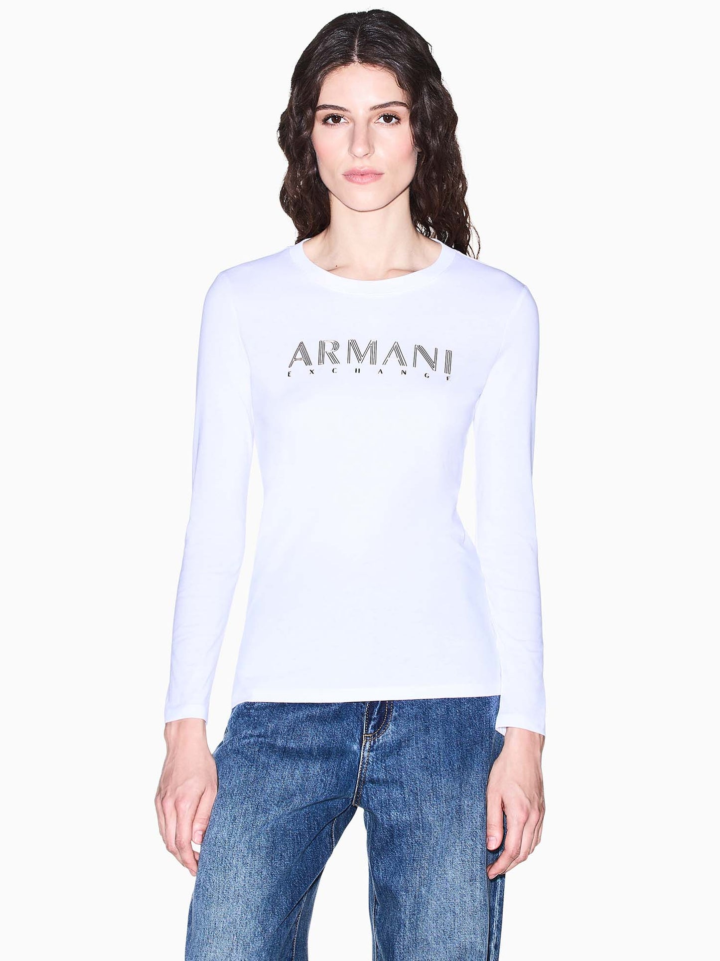 Armani Exchange XW2761 AF23954 U0002, t-shirt maniche corte da donna bianca