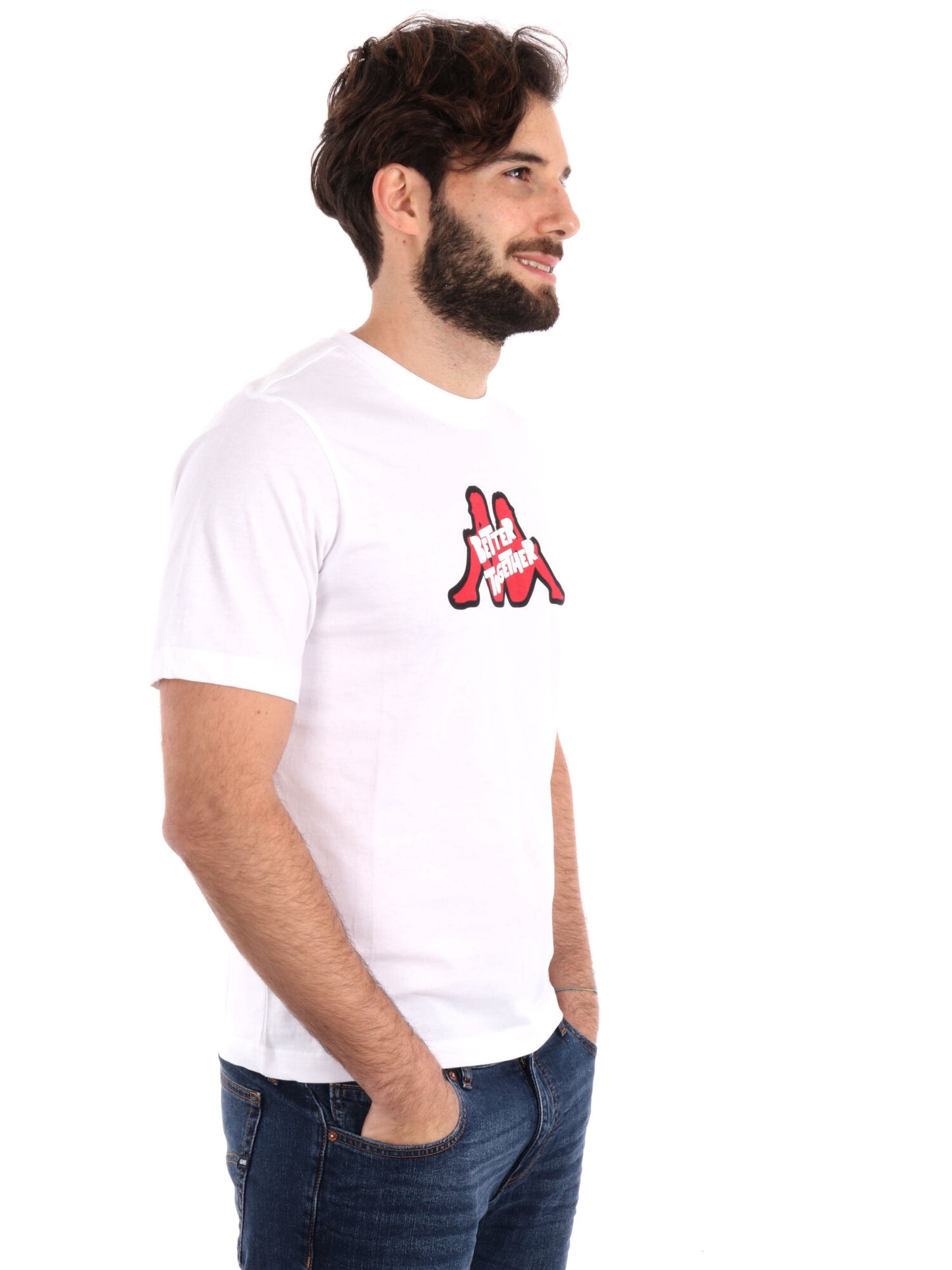 T-SHIRT LOGO GETTO KAPPA UOMO BIANCO