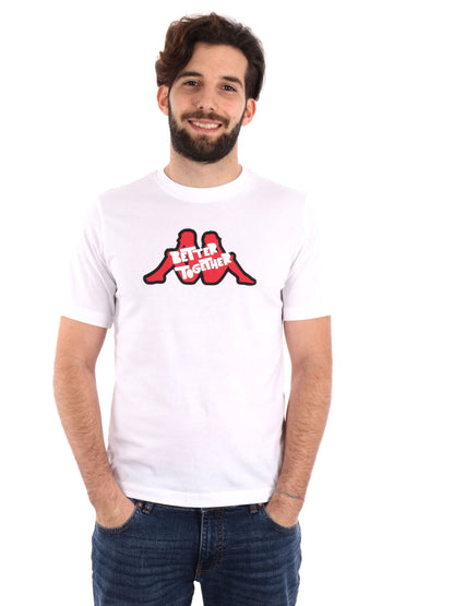 T-SHIRT LOGO GETTO KAPPA UOMO BIANCO